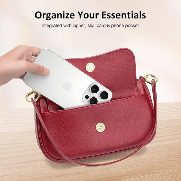 Small Shoulder Bag for Women Mini Clutch Purse Tote Handbag Zipper Closure Cross - Picture 4 of 6